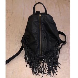 Leather fringe backpack